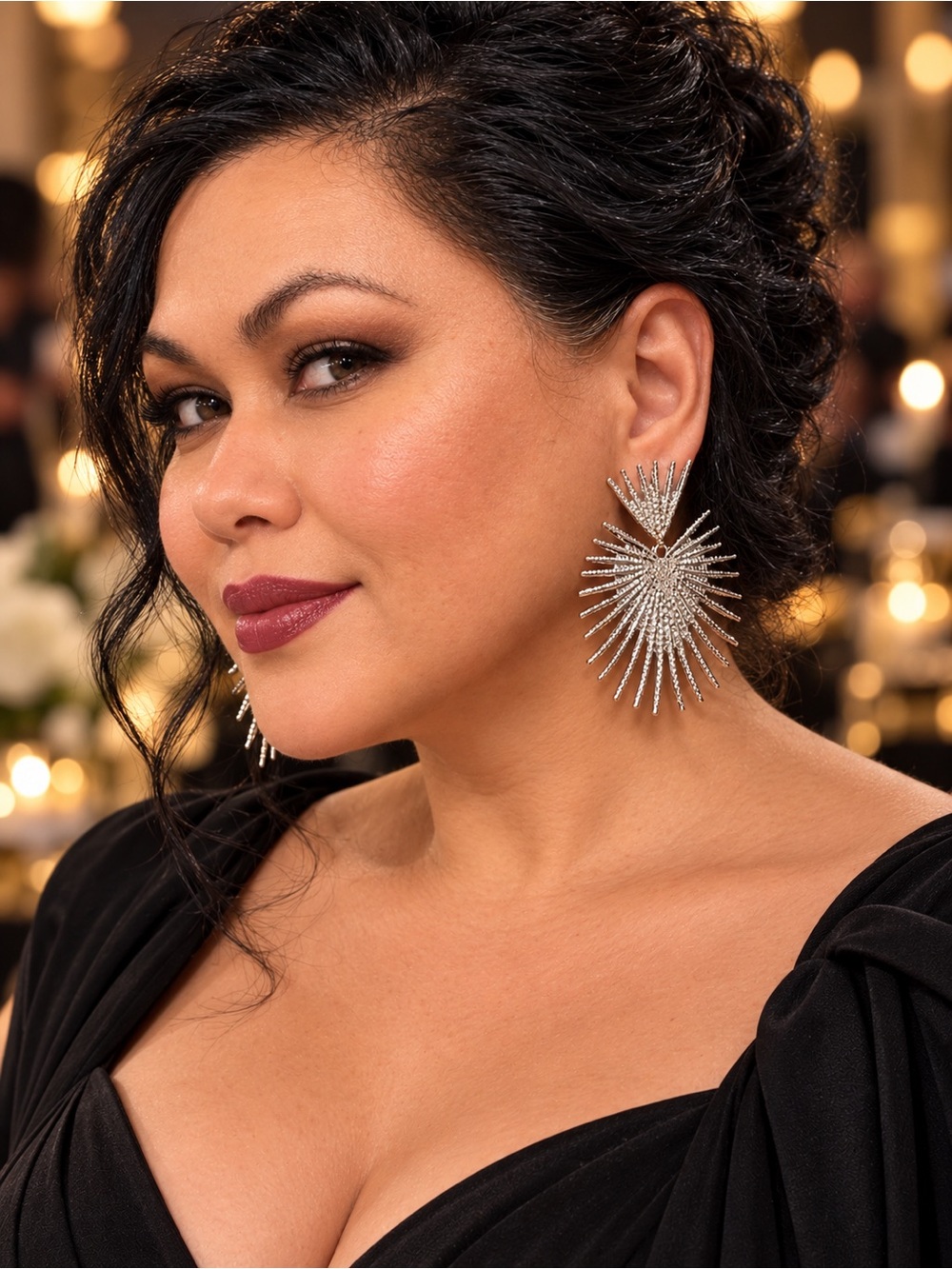 Silver Radiant Spike Statement Earrings - Women's Jewelry - Picture 2 of 3